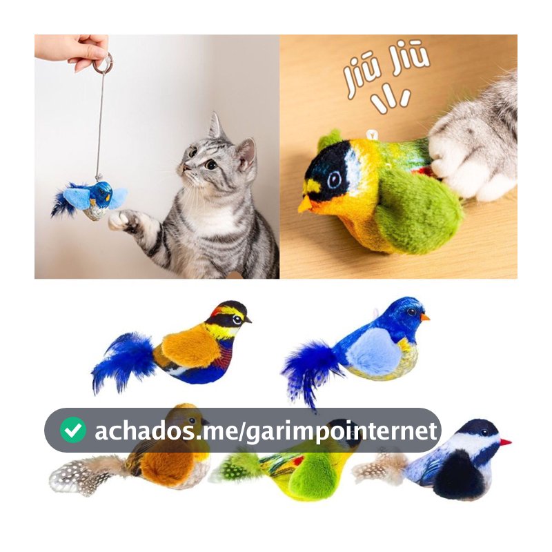 Novos Brinquedos para Gatos Indoor Interativos com Som Realista de Pássaro Brinquedo de Pelúcia para Gatos