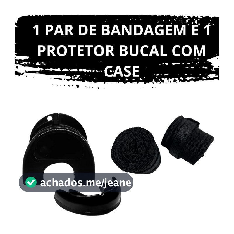 Par de Bandagem Elástica Muay Thai - Faixa de Boxe e Bucal com Case - Artes Marciais 3 metros