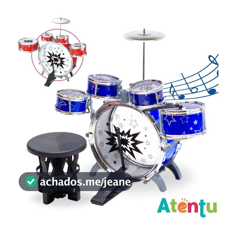 Mini Bateria Infantil Instrumento Brinquedo Musical Prato Tambor Baqueta