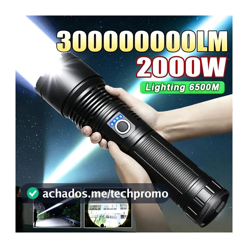 Lanterna mais poderosa forte luz táctica tocha grande luz recarregável tocha de longo alcance
