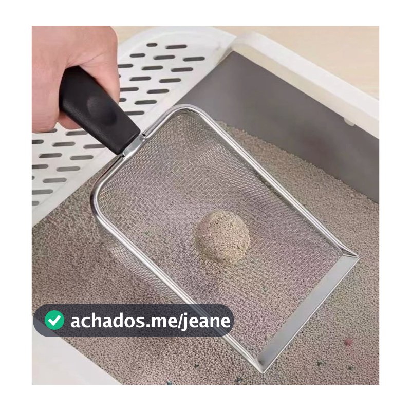 Pá Peneira de Areia Coletora Higiênica Pet Gato Cachorro Lagarto Aço Inox - Caixa de Areia