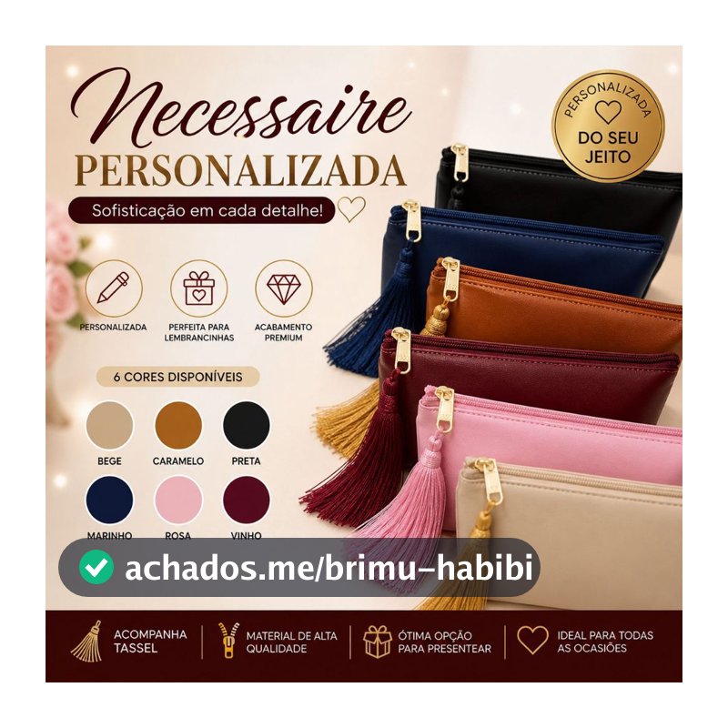 Necessaire Personalizada kit com até 100unid, Nome ou Logo + Tassel | Lembrancinha Casamento Aniversário Empresa