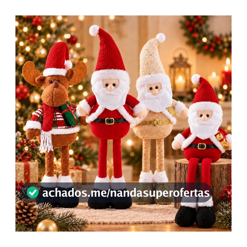 Papai noel Retrátil Boneco Decorativo Natal Rena Pernas Flexíveis Expansível Decoração Natalina