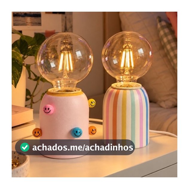 Luminária Smile Colorida - lampada inclusa - abajur decorativo artesanal em cerâmica