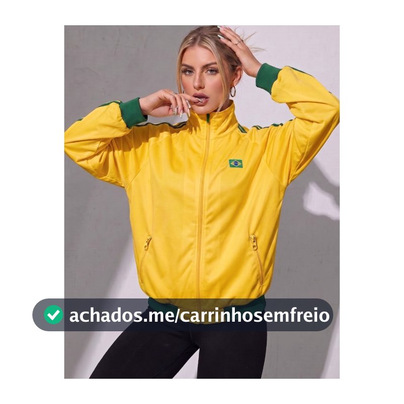 Jaqueta Brasil Feminina Com Zíper Gola Alta Blusa Seleção Brasileira Moda Blogueira Tendência Eleição 2026