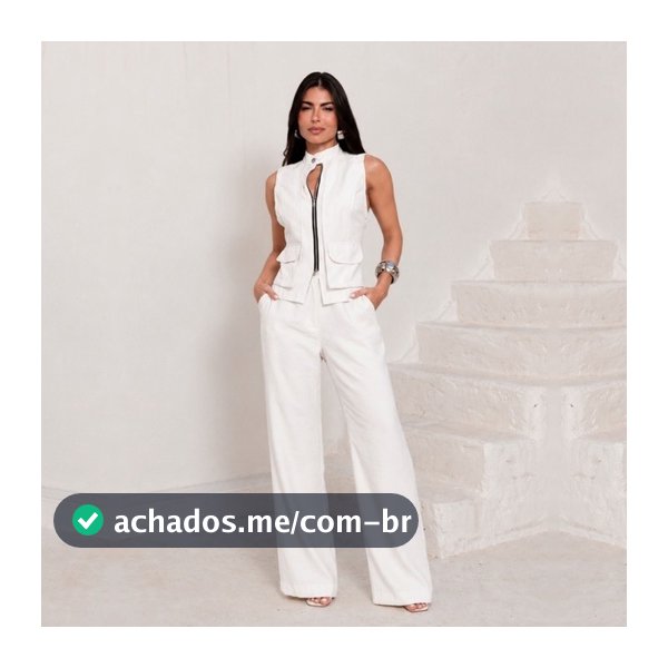 Conjunto Feminino 2 Peças Colete Duplo Com Zíper e Calça Pantalona Alfaiataria Sensorial Marant