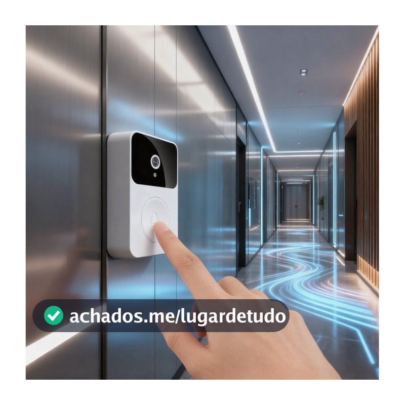Campainha Com Câmera Vídeo Porteiro Sem Fio Wi-Fi HD Inteligente Smart Home Vê Pelo Celular Recarregável