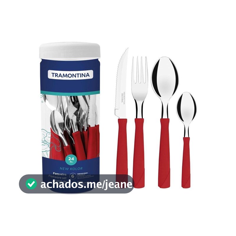 Faqueiro Tramontina Inox 24 Peças New Kolor Vermelho