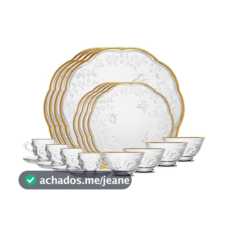 Jogo de Jantar 20 Peças New Butterfly Fio de Ouro Cristal Wolff Conjunto de Louças Mesa Posta e Receber Qualidade Jantar