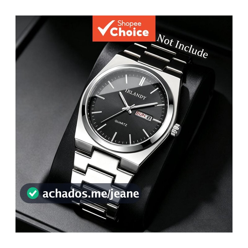 Relógio de Pulso Masculino de Quartzo em Aço Inoxidável, Estilo Empresarial, Banda de Luxo, Calendário, Simples (Sem