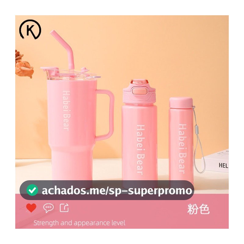 Kit 3 Garrafa Copo Tendência Agua Squeeze Com Adesivos Lembretes beber Agua