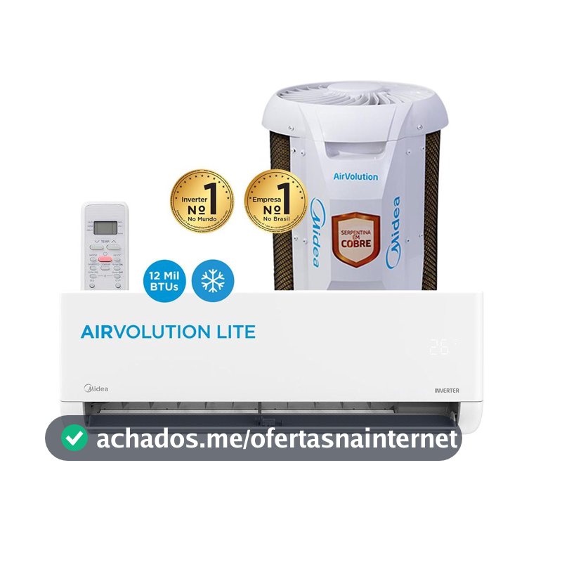Ar Condicionado 12000 BTUs Split Hi Wall Inverter Midea Frio Airvolution Lite R-32 42EBVCB12M5 220V