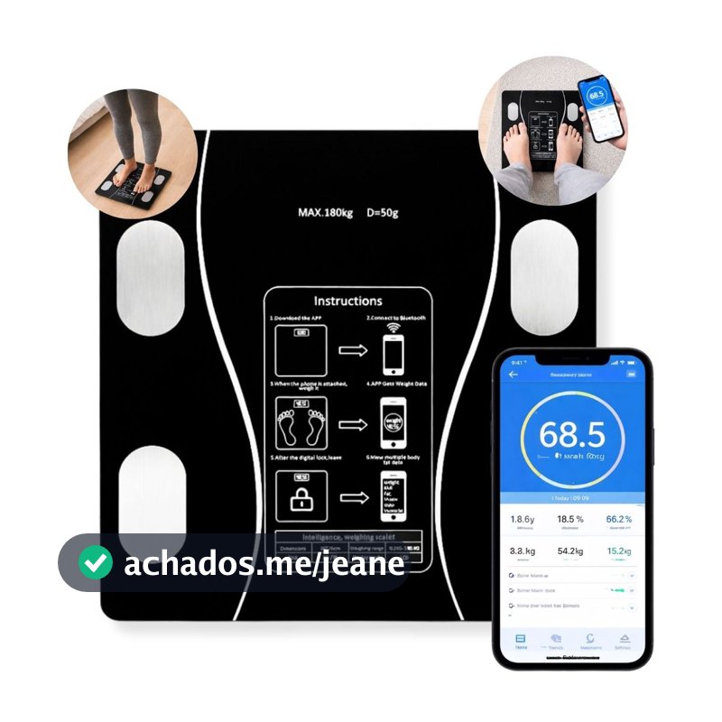 Balança De Precisão Corporal 180kg Lcd Digital Bioimpedância Mimo Style - Preto C/ 2 Pilhas