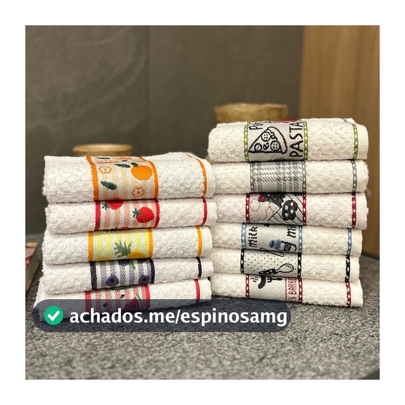Kit 10 Panos de Prato Jacquard Gourmet Premium Atoalhado Felpudo 100% Algodão Toalha de Copa 45x70cm