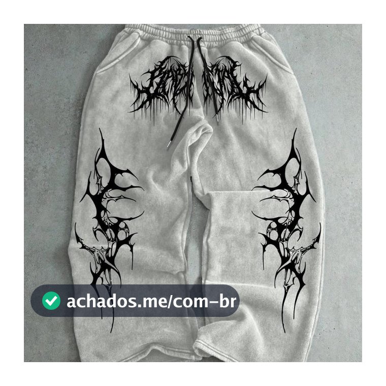Calça Moletom Baggy Estampa Dark Tribal Unissex Streetwear Casual Confortável Moda Gringa - Envio Rápido