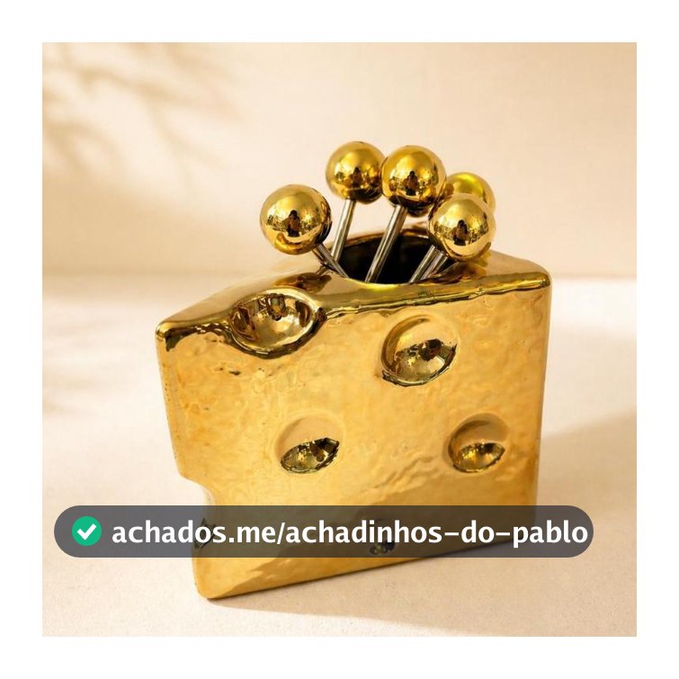 Conjunto Para Petiscos em Cerâmica Suporte Queijo + 6 Garfinhos