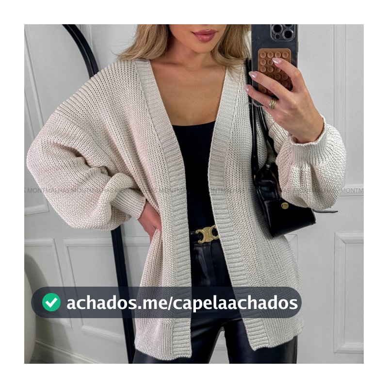 Casaco Tricot Feminino Cardigan Longo Básico Roupa Feminina Elegante Inverno Tricô