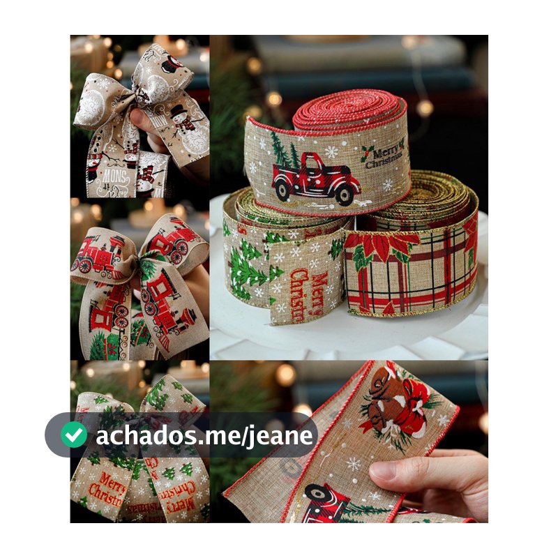 Fitas De Natal Imitação Com Fio De 6,3cm Placas Vintage Para Caminhões Árvores Embalagem Floral