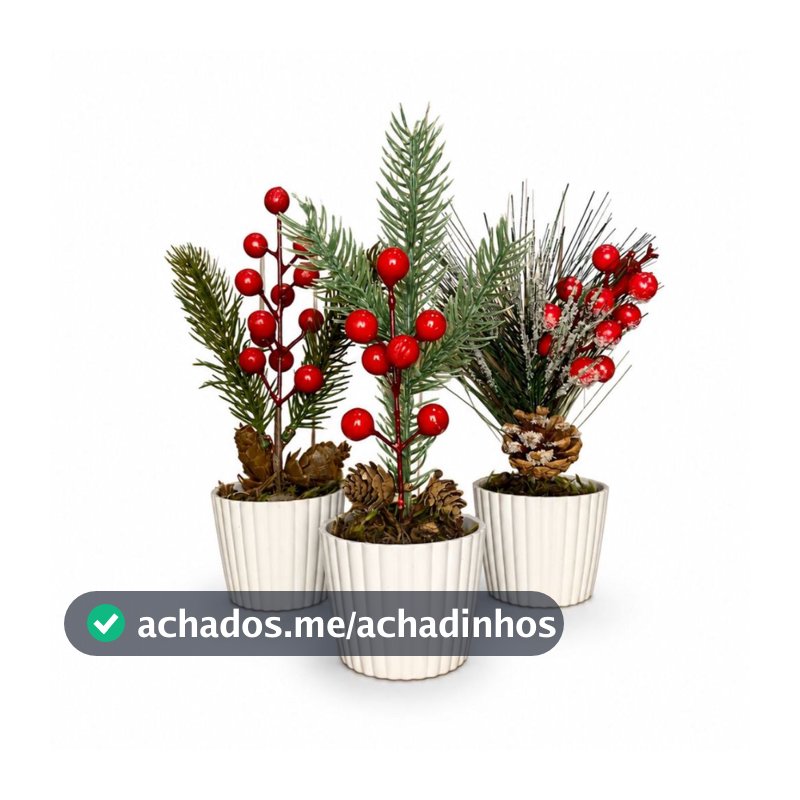 Kit 3 Enfeites De Natal Arranjos Natalinos Vasos Decoração