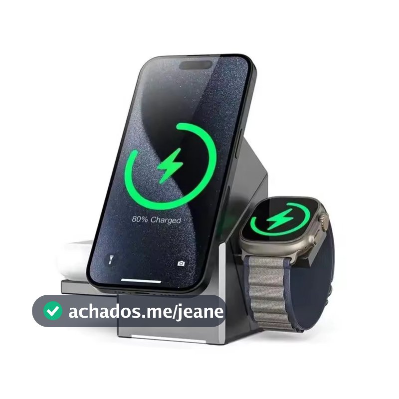 Carregador Sem Fio Magnético 3 em 1 Rotação Automática Indução Rápido 15W Peining PEI-WS27
