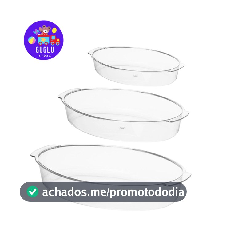 Kit 3 Travessas (Pequena,Média,Grande) - Acrílico