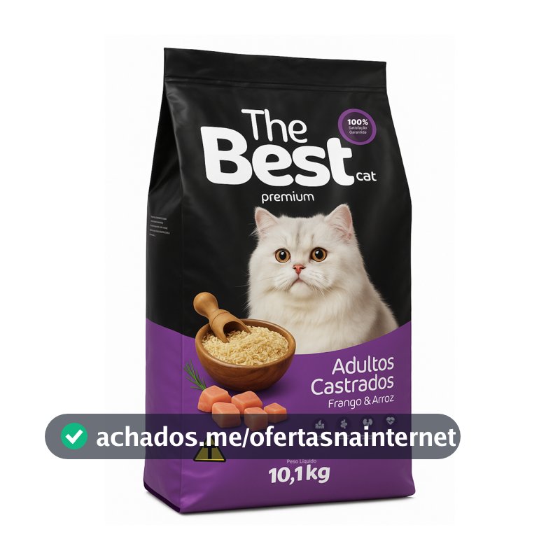 The Best Cat - Ração Para Gatos Adultos e Castrados - Sabor Frango Com Arroz - Embalagem 10,1 kg