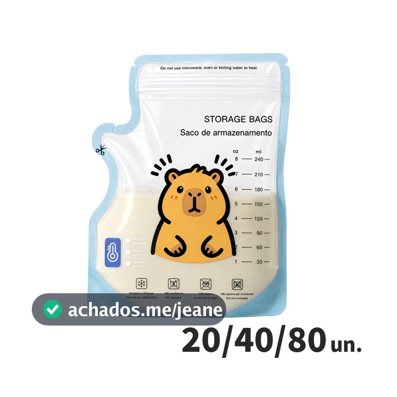 Saquinhos Leite Materno PET/PE 250ml BPA Free Kit 20/40/80un Armazenamento Congelar