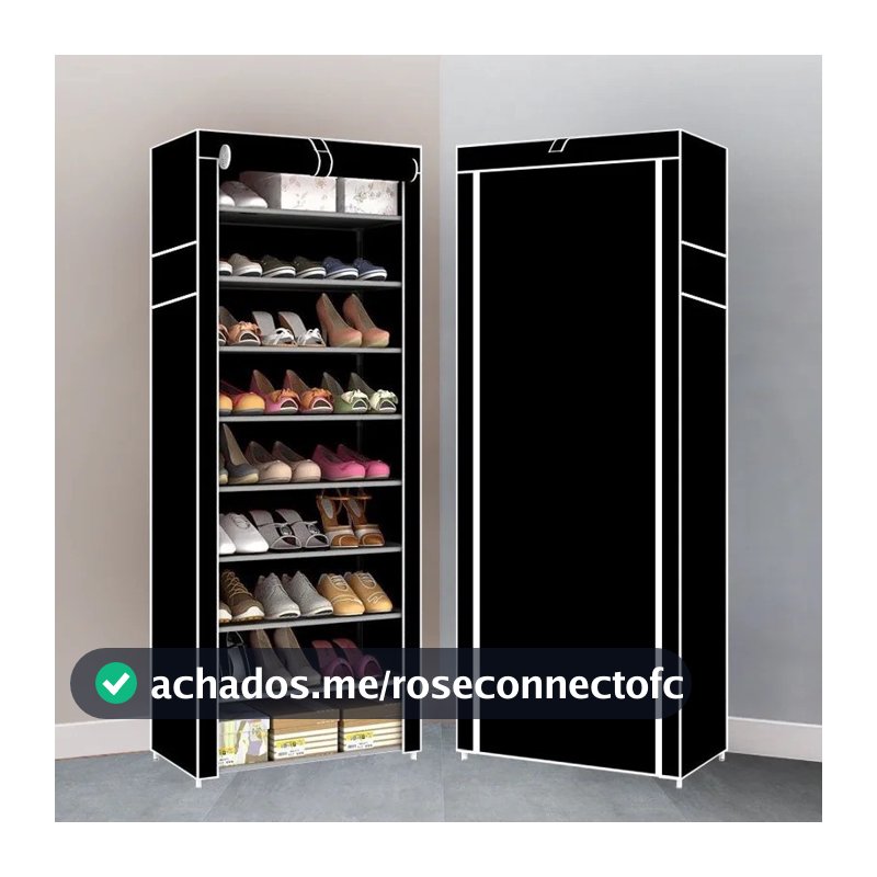 Sapateira Organizadora com 9 Prateleiras para Organizar Sapatos Calçados Chinelos Roupas Objetos 24 Pares - Black