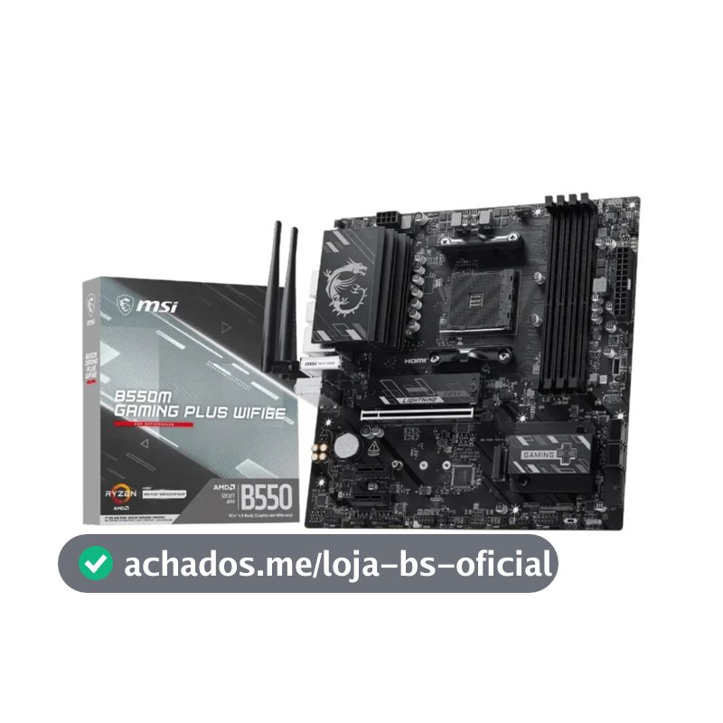 PLACA MÃE MSI B550M GAMING PLUS WIFI 6E, AMD AM4, MATX, WF/BLT, DDR4, BLACK