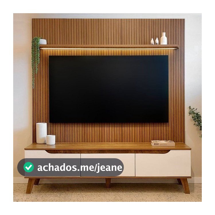 Rack com Painel para TV para 75 Polegadas MDF/MDP 183cm x 185,5cm Yescasa Pinho Off White Liverpool Pinho/Off White