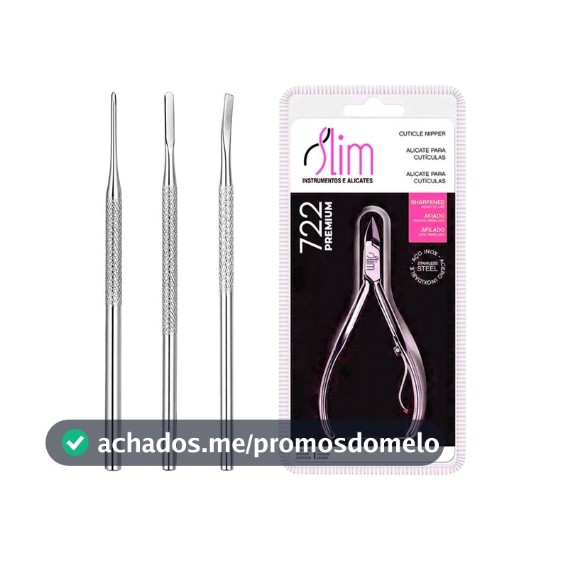 Kit Manicure Alicate de Cutícula 722 + 3 Espátulas Inox Profissional Pedicure Podóloga