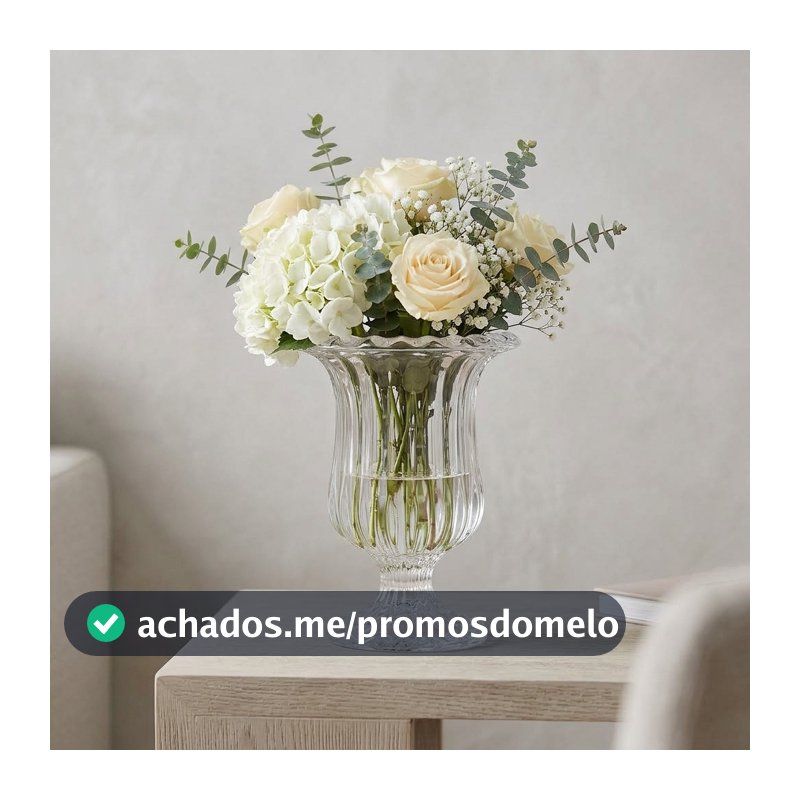 Vaso de Vidro Renaissance 14,5cm Lyor para Flores Arranjos Decoração Mesa Aparador Centro de Mesa Elegante Clássico Casa