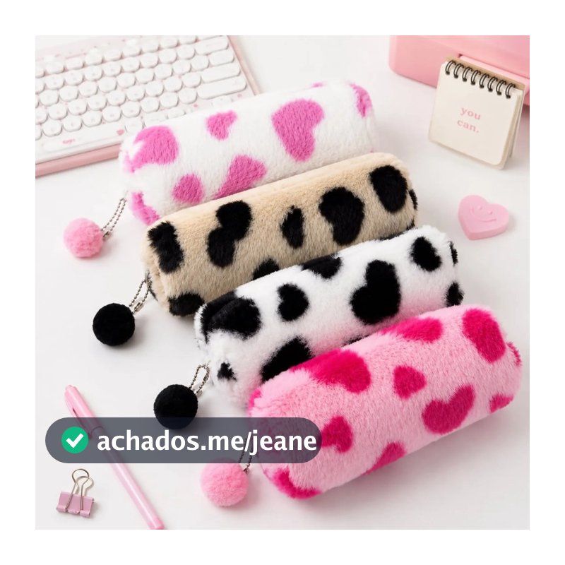 Estojo de Pelúcia Coração Importado