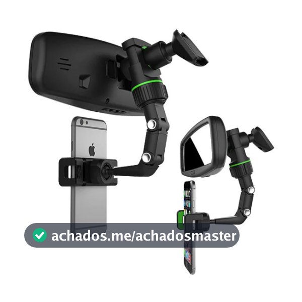 Suporte Celular Carro Espelho Retrovisor Universal Ajustável Giratório 360 Articulado GPS
