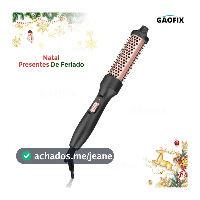 Escova de Cabelo Elétrica 3 em 1 Cerâmica Alisa 32mm Modelador De Cachos Bivolt Aquecimento Rápido