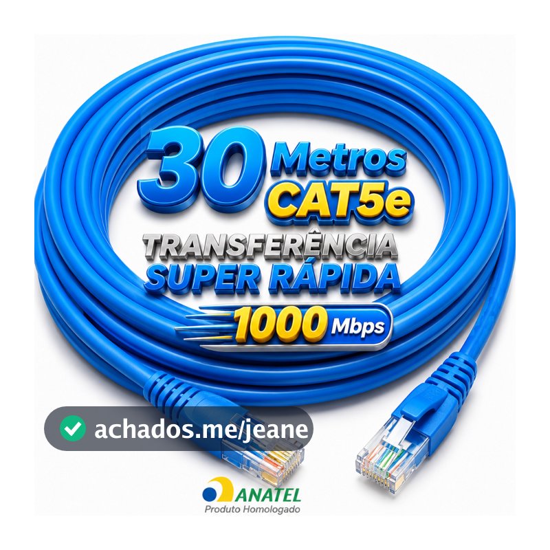 Cabo de Rede RJ45 Cat5e Internet 10m 15m 20m 30m Alta Velocidade Internet Estável 100 MHz Smartv Computador Roteador PC