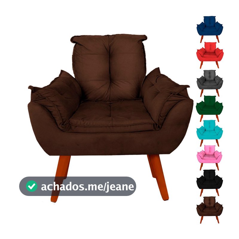 Poltrona Cadeira Opala Suede Varias Cores Pés Palito Para Recepção Sala De Estar