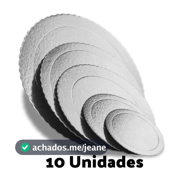Kit 10 Cake Boards Tabuleiro Base para Bolo Prata – Plastificação Dupla Face, 150 a 295 mm