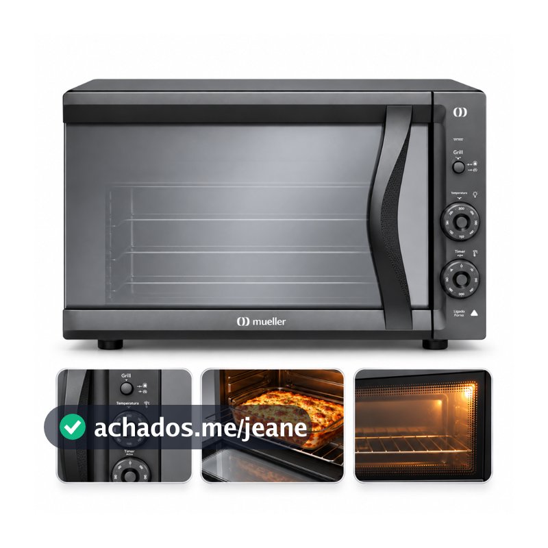 Forno Elétrico de Bancada Mueller 50 Litros Cinza Espelhado com Grill e Timer