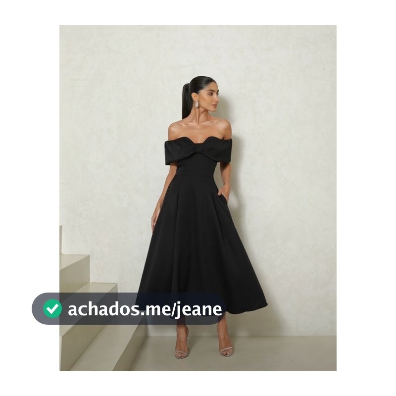 Vestido Midi Ombro a Ombro com Detalhe em Laço