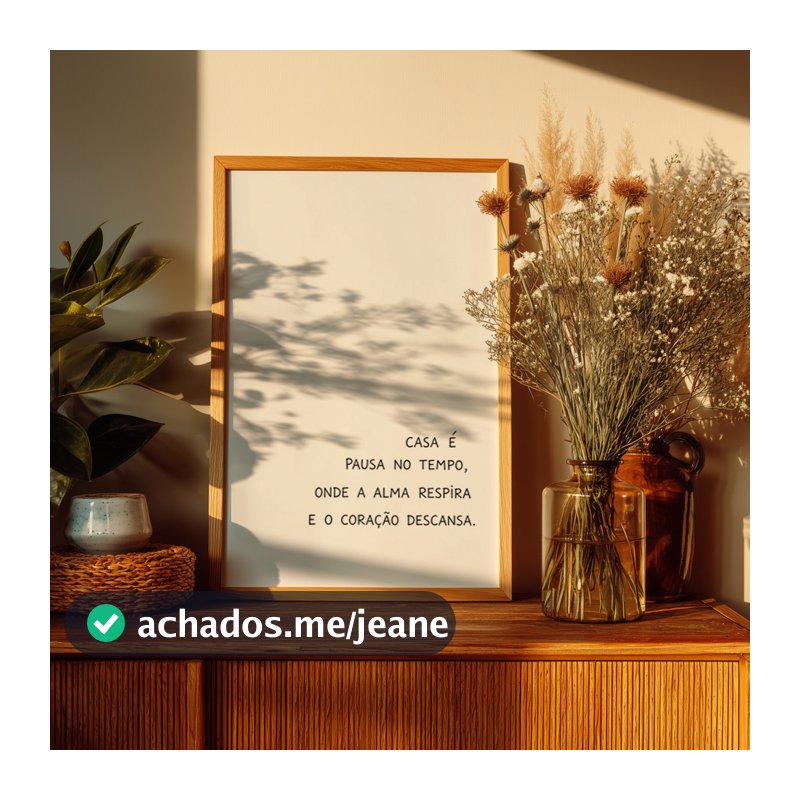 Quadro com Moldura Frase Casa Lar Aconchego Minimalista Parede Sala Quarto Escritório