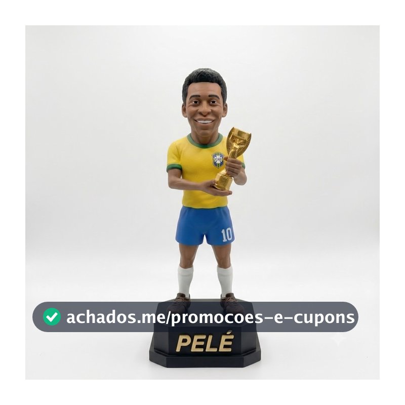 Boneco Colecionável PELÉ Rei do Futebol Lenda do Futebol Brasileiro Miniatura Estatueta Colecionável 15cm