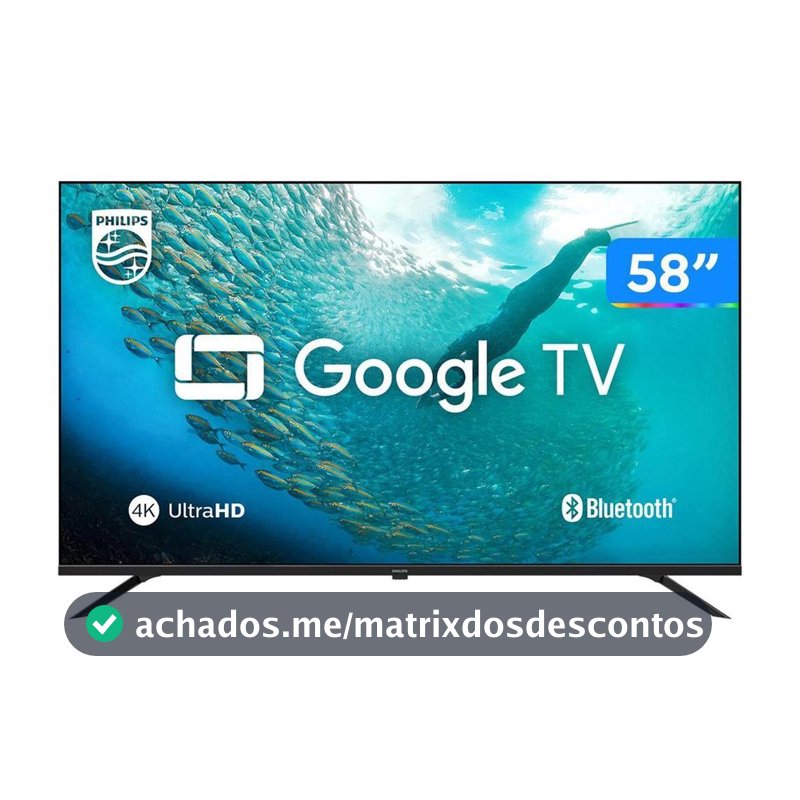 Smart TV 58" 4K UHD LED Philips 58PUG7019/78 Wi-Fi Bluetooth Google Assistente 3 HDMI 2 USB