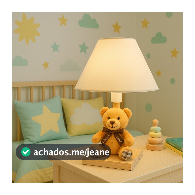 Abajur Infantil Luminária Quarto Bebê Ursinho
