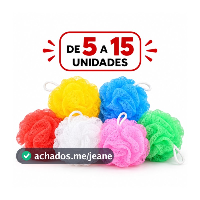 Kit 5 a 15 Buchas de Banho Corporal Esponja de Espuma Esfoliante Cores Sortidas