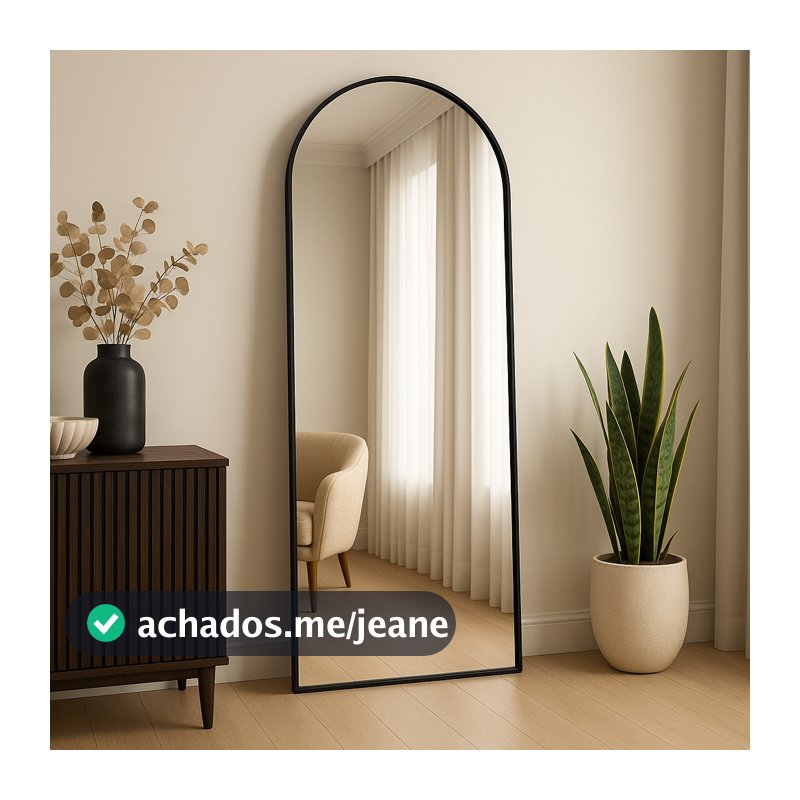 Espelho Corpo Inteiro 40cm x1m Portal Grande De Chão Moldura Couro Decoração Sala Lavabo Closet Loja