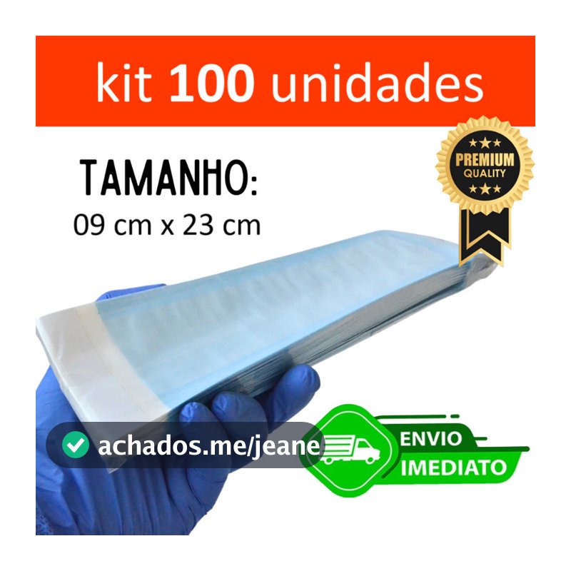 Envelope Autoclave Esterilizacao 9cm X 23cm 100 Un