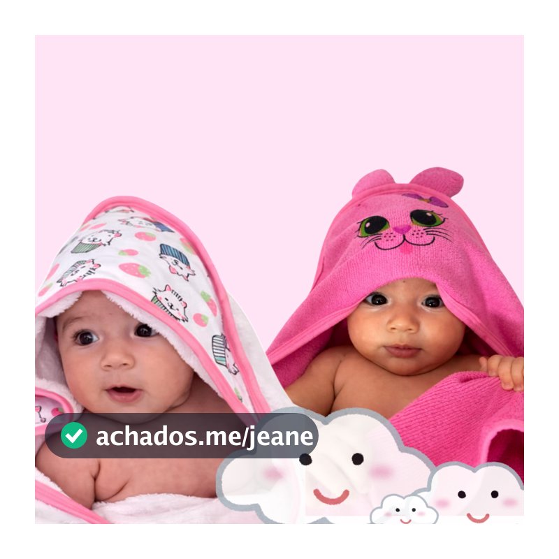 Kit 2 unidades - Toalha de Banho Bebê com Capuz e orelhinha infantil  recém nascido Tecido Felpudo