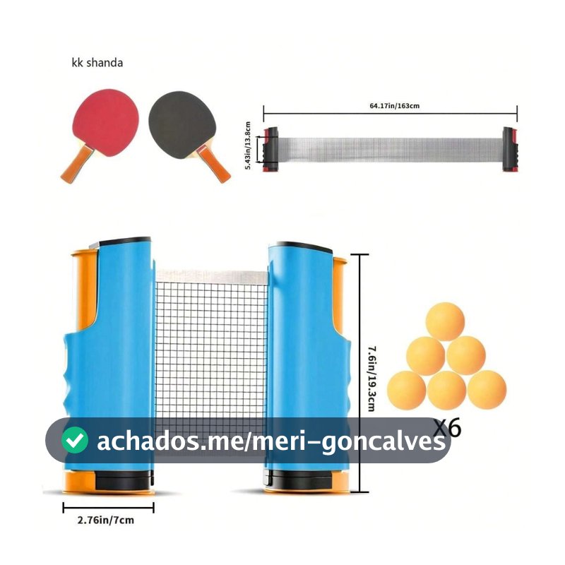 1 Conjunto - 1 Rede Preta + 2 Raquetes Com Alças Coloridas + 6 Bolas Amarelas