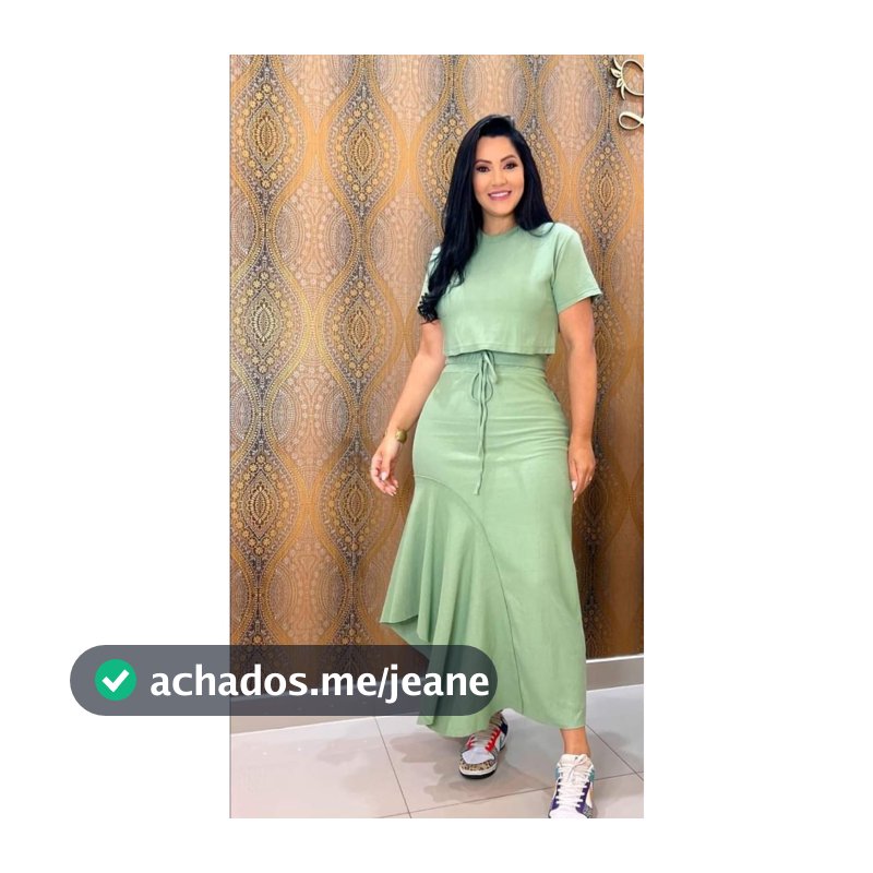 Conjunto Diva saia com recorte mais blusinha modelo manga curta conjunto moderno e chique super fashion